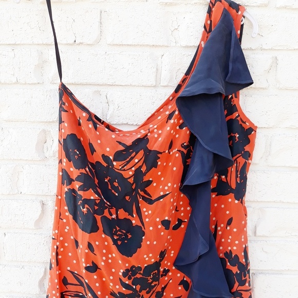 SILK Floral One-Shoulder Asymmetrical Ruffle Top NWOT! - Picture 2 of 6